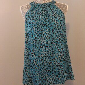 Ann Taylor Blue Holster Top Blouse with Accents of Black- Size 10 Petite